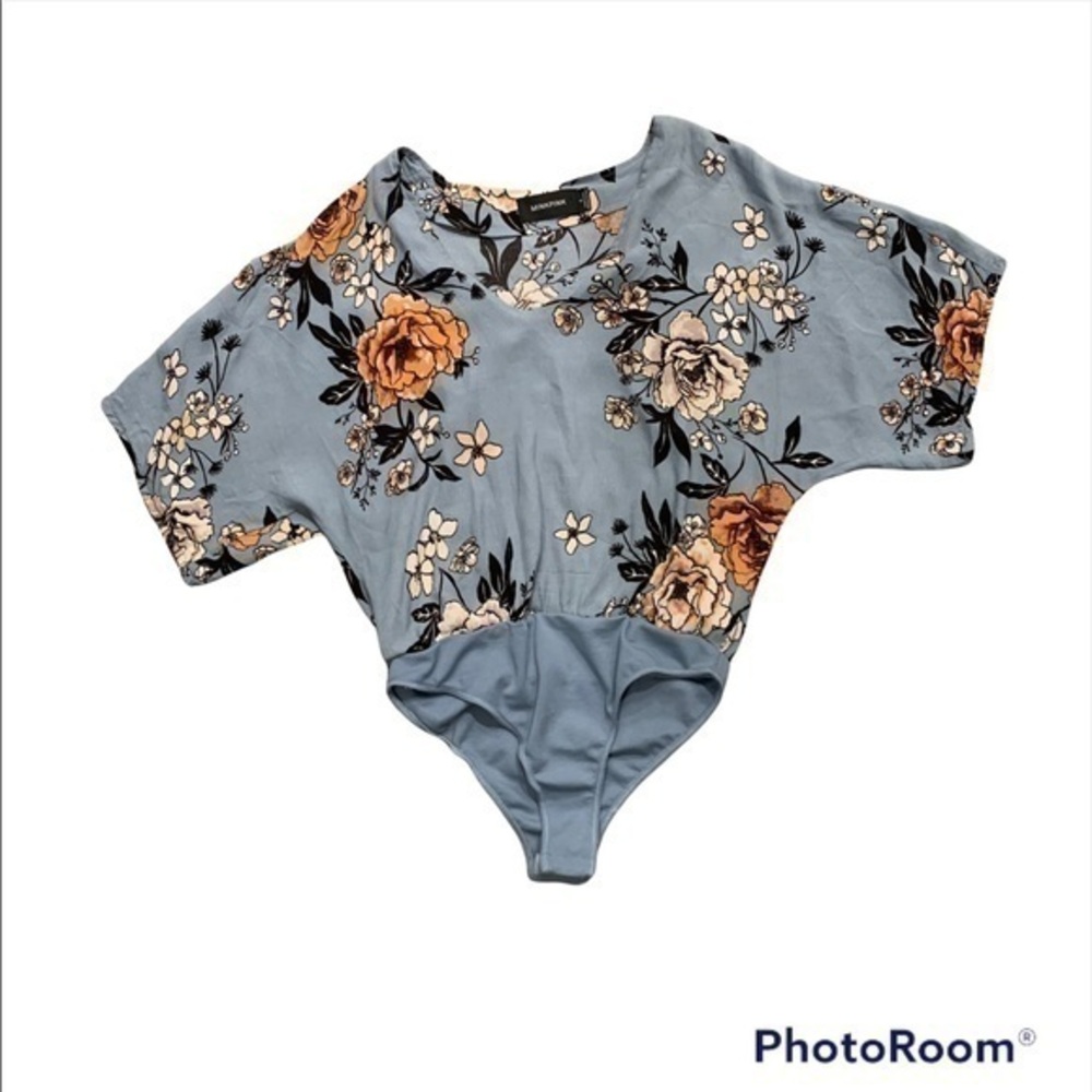 MINKPINK Blue Floral Body Suit Size Small